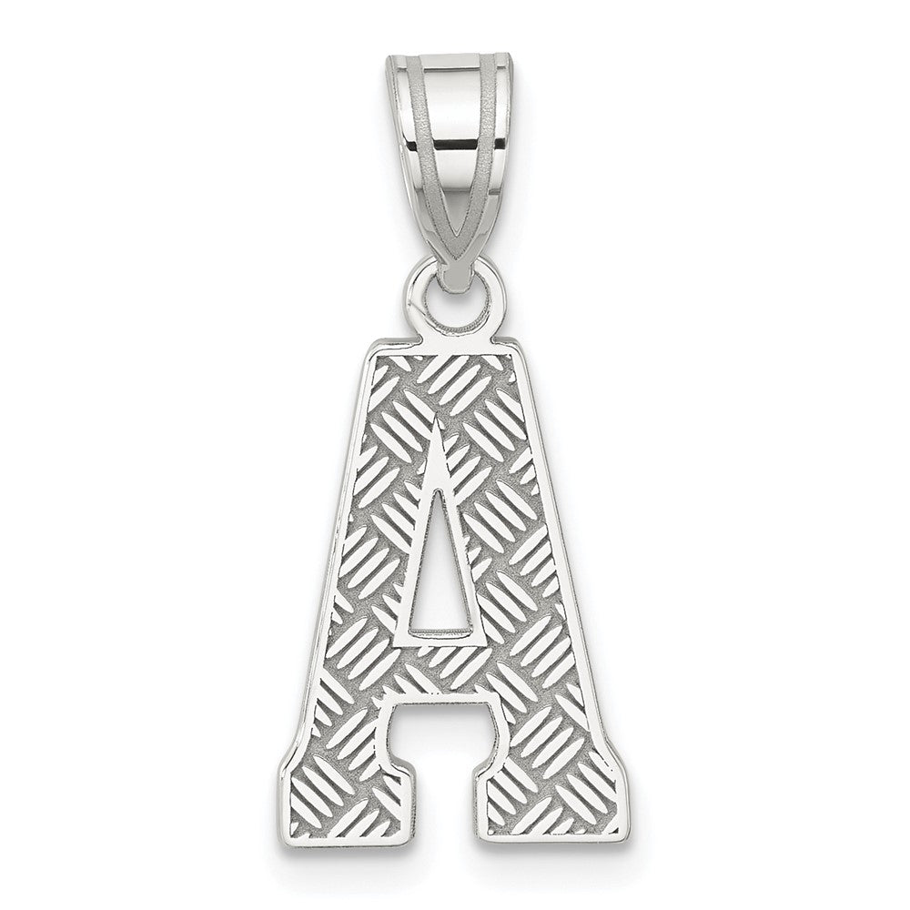Sterling Silver Rhodium-plated Letter A Initial Pendant
