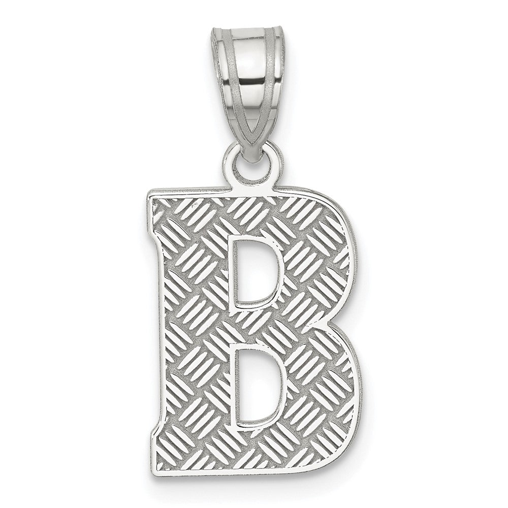Sterling Silver Rhodium-plated Letter B Initial Pendant