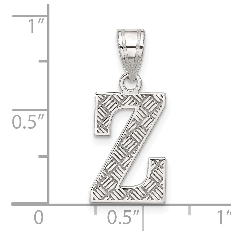 Sterling Silver Rhodium-plated Letter Z Initial Pendant