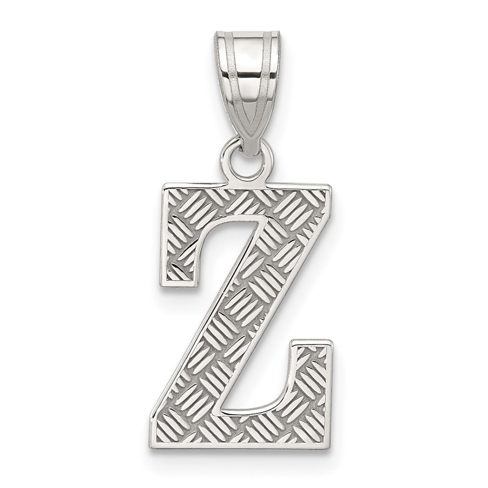 Sterling Silver Rhodium-plated Letter Z Initial Pendant
