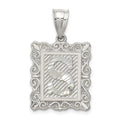 Sterling Silver Square Diamond-cut Letter S Initial Pendant