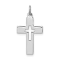 Sterling Silver Platinum-plated Cut-out Cross Charm