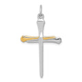 Sterling Silver Platinum-plated & Vermeil Nail Cross Pendant