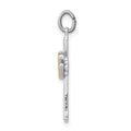 Sterling Silver Platinum-plated & Vermeil Dove Cross Charm