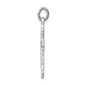 Sterling Silver Platinum-plated Green Enameled Budded Cross Charm