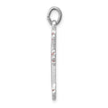 Sterling Silver Platinum-plated Pink Enameled Budded Cross Charm