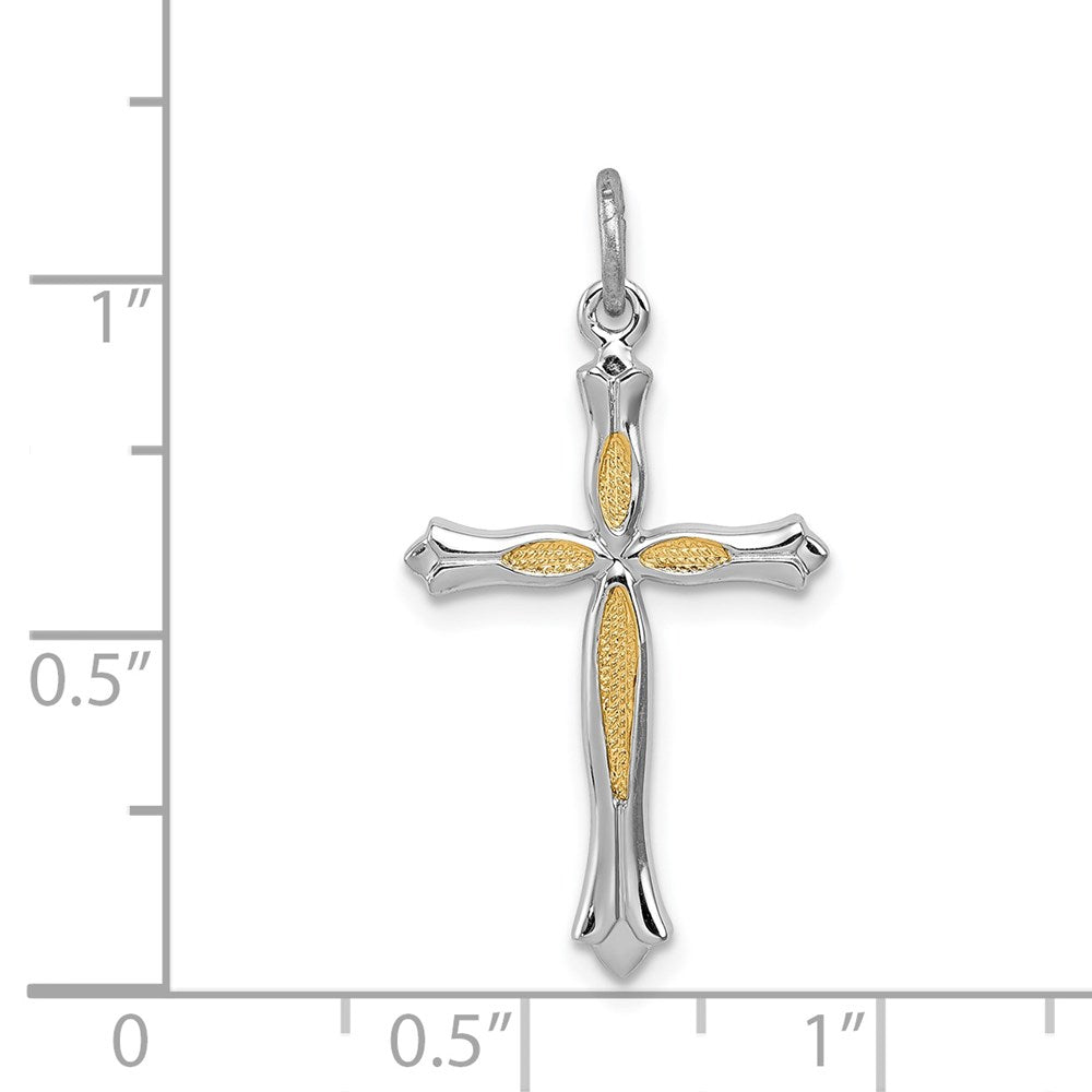 Sterling Silver Platinum-plated and Vermeil Cross Pendant