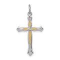 Sterling Silver Platinum-plated and Vermeil Cross Pendant