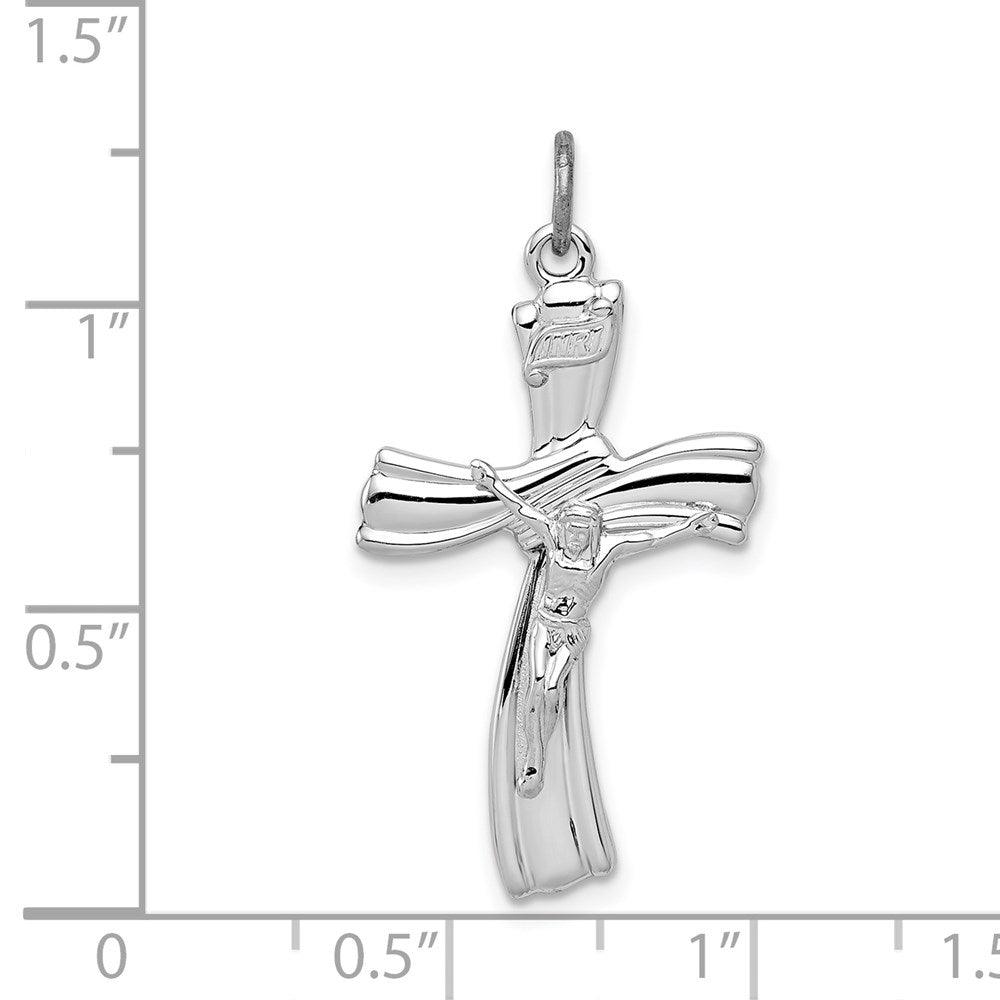 Sterling Silver Platinum-plated INRI Crucifix Pendant