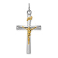Sterling Silver Platinum-plated & 18k Gold-plated INRI Crucifix Charm