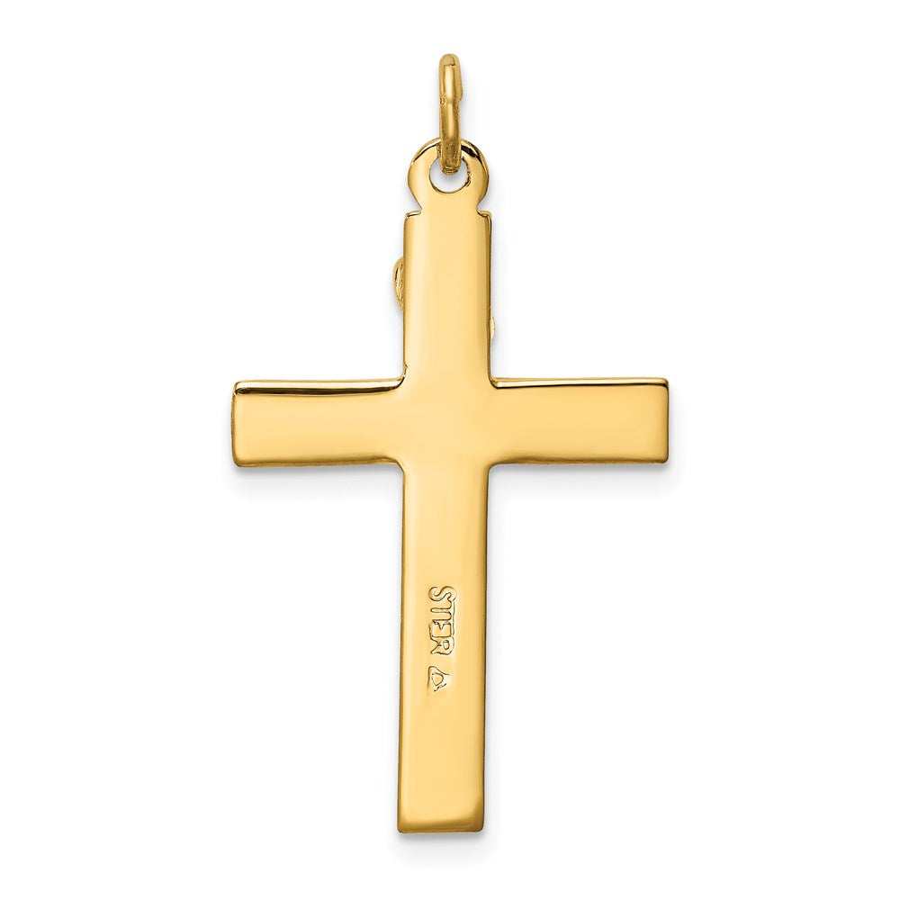 Sterling Silver Enamel w/Yellow Vermeil INRI Crucifix Charm