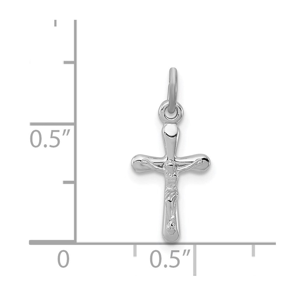 Sterling Silver Platinum-plated Crucifix Charm