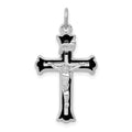 Sterling Silver Platinum-plated Enameled INRI Crucifix Charm