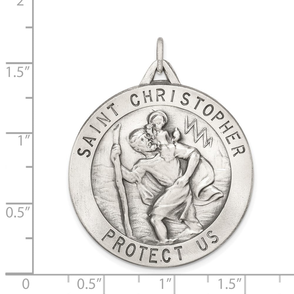 Sterling Silver Antiqued St. Christopher Medal