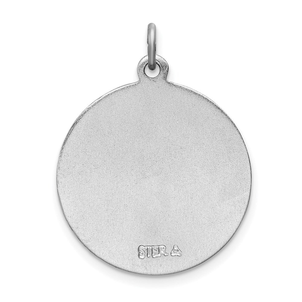Sterling Silver Platinum-plated Enameled St. Christopher Medal
