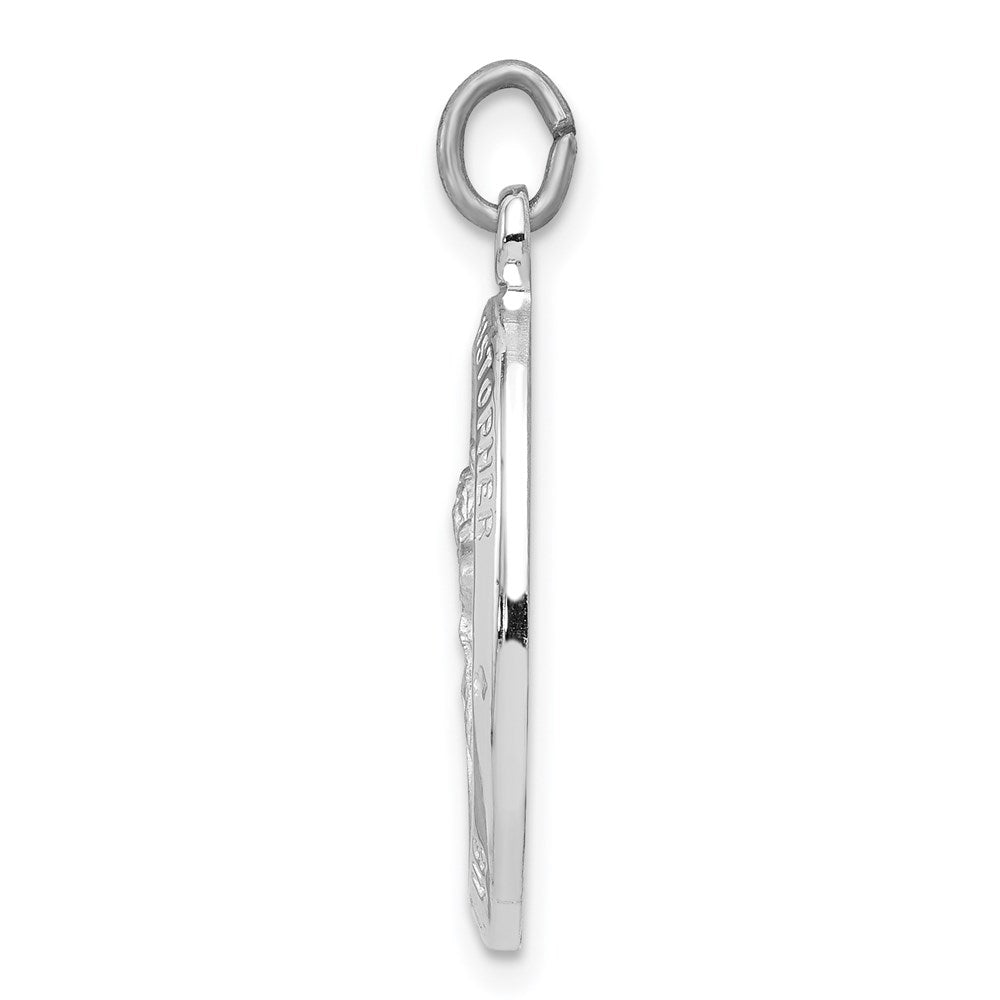 Sterling Silver Platinum-plated St. Christopher Medal