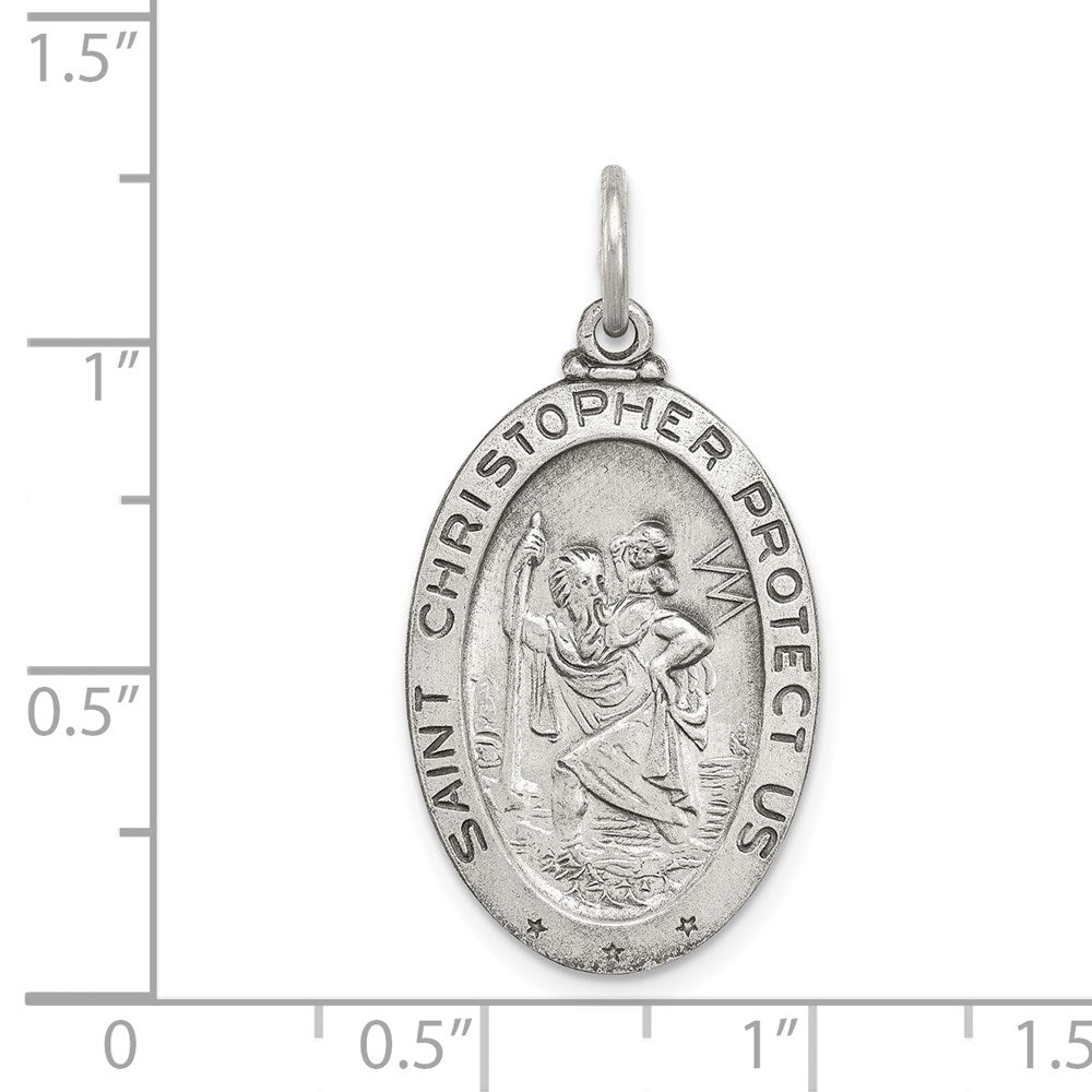 Sterling Silver Antiqued St. Christopher Hockey Medal