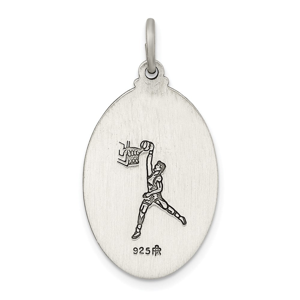 Sterling Silver Antiqued St. Christopher Basketball Medal