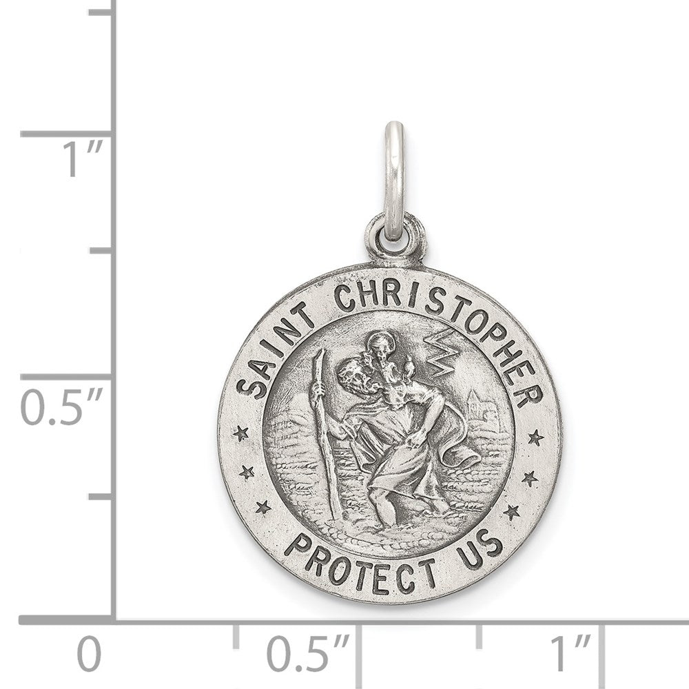 Sterling Silver Antiqued St. Christopher Baseball Medal