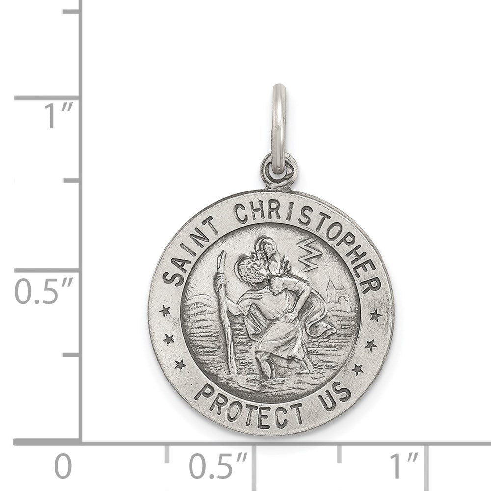 Sterling Silver Antiqued St.Christopher Soccer Medal