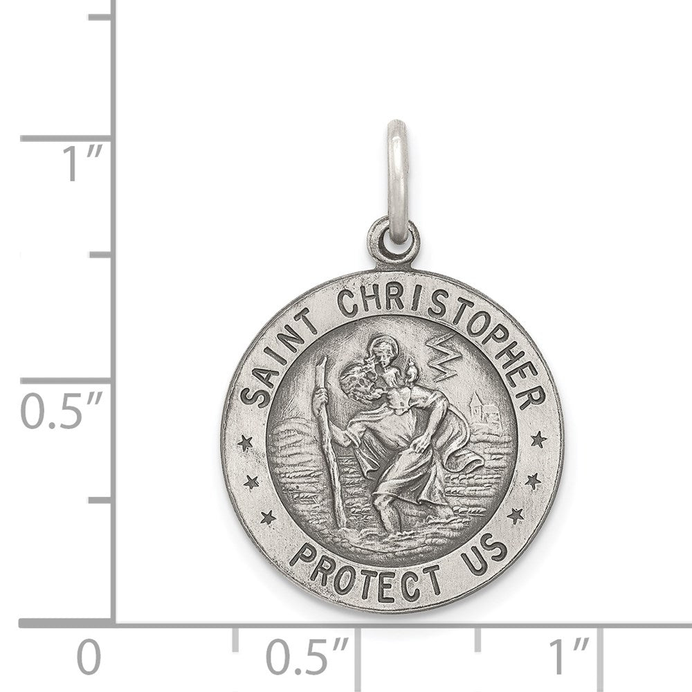 Sterling Silver Antiqued St.Christopher Football Medal