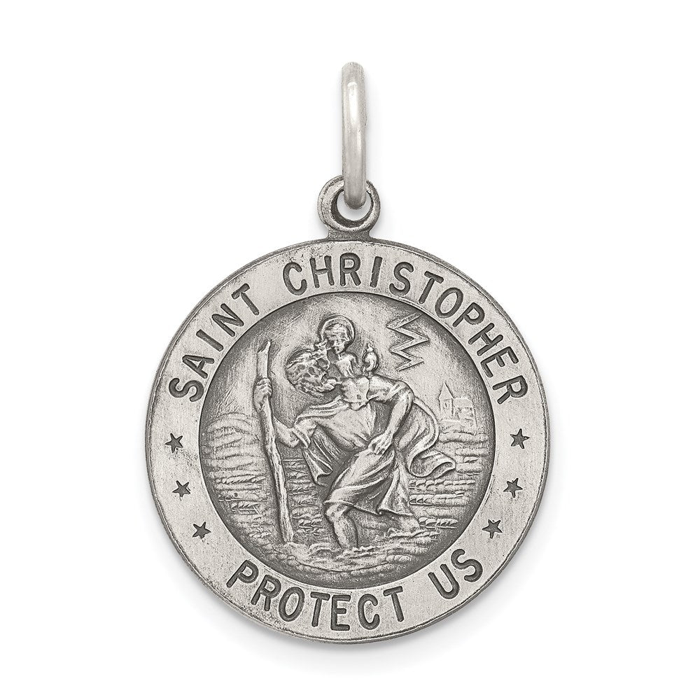 Sterling Silver Antiqued St.Christopher Football Medal