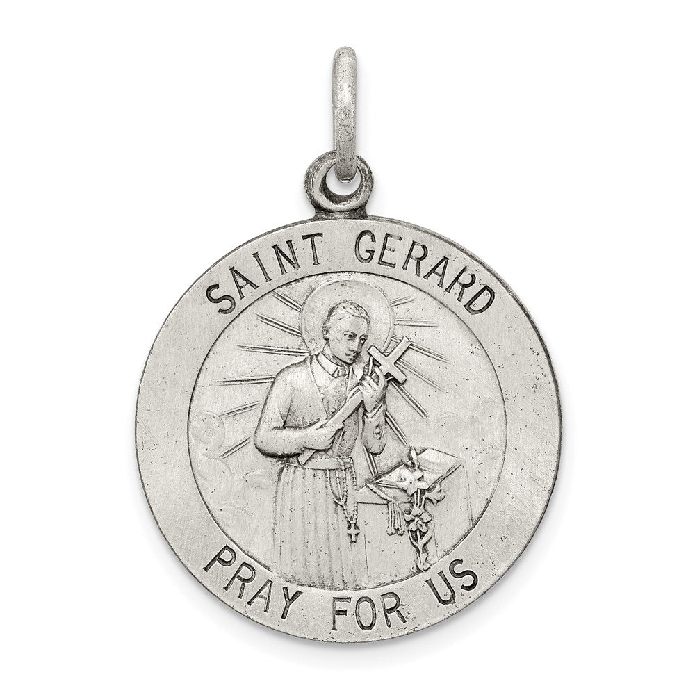 Sterling Silver Antiqued Saint Gerard Medal