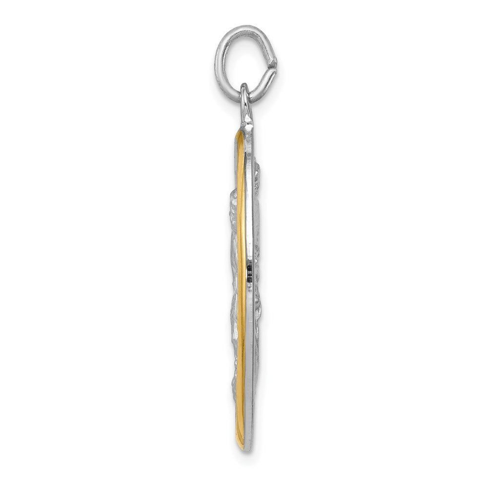 Sterling Silver Reversible Platinum-plated & Vermeil St. Michael Medal