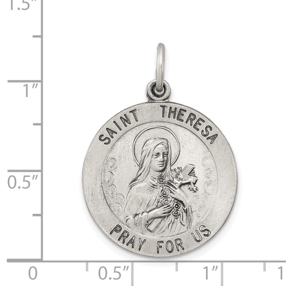 Sterling Silver Antiqued St. Theresa Medal