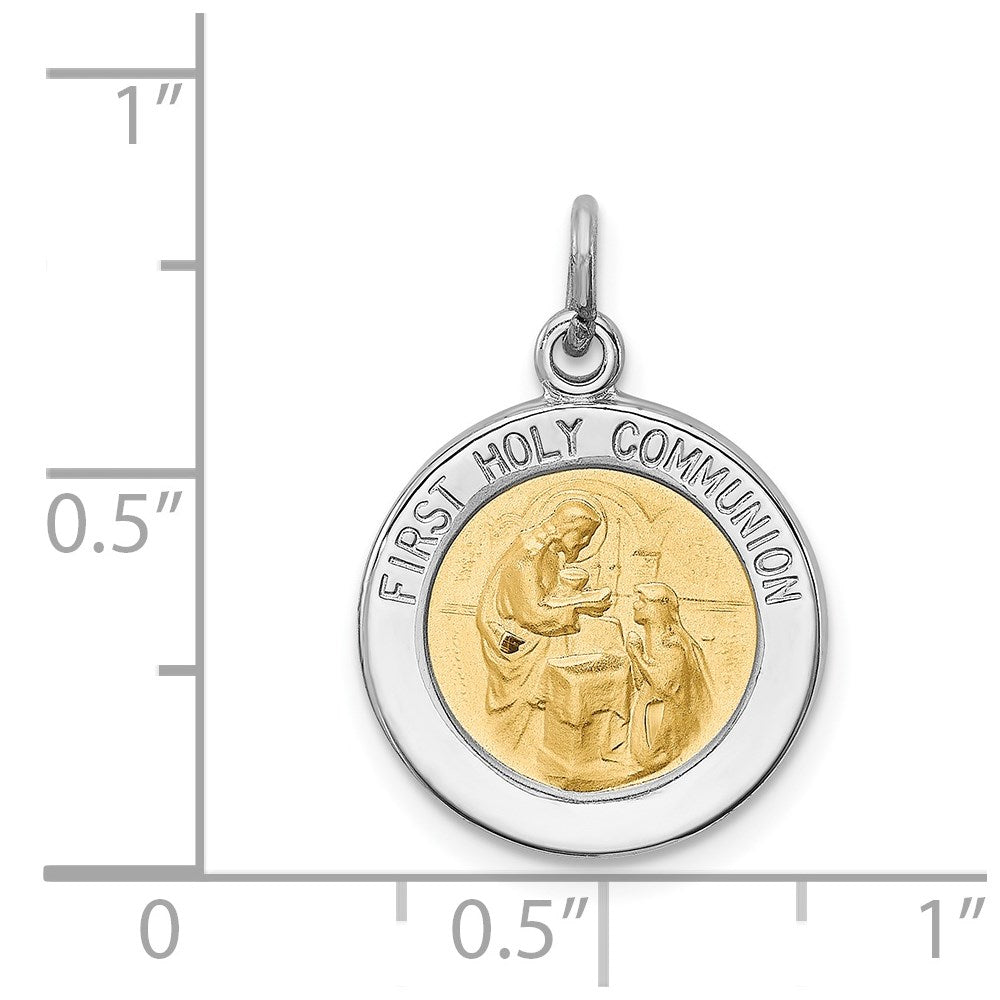 Sterling Silver Platinum-plated & Vermeil Holy Communion Medal