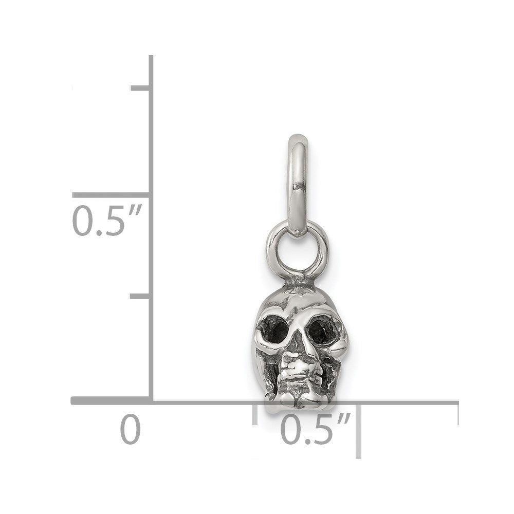 Sterling Silver Antiqued Skull Charm