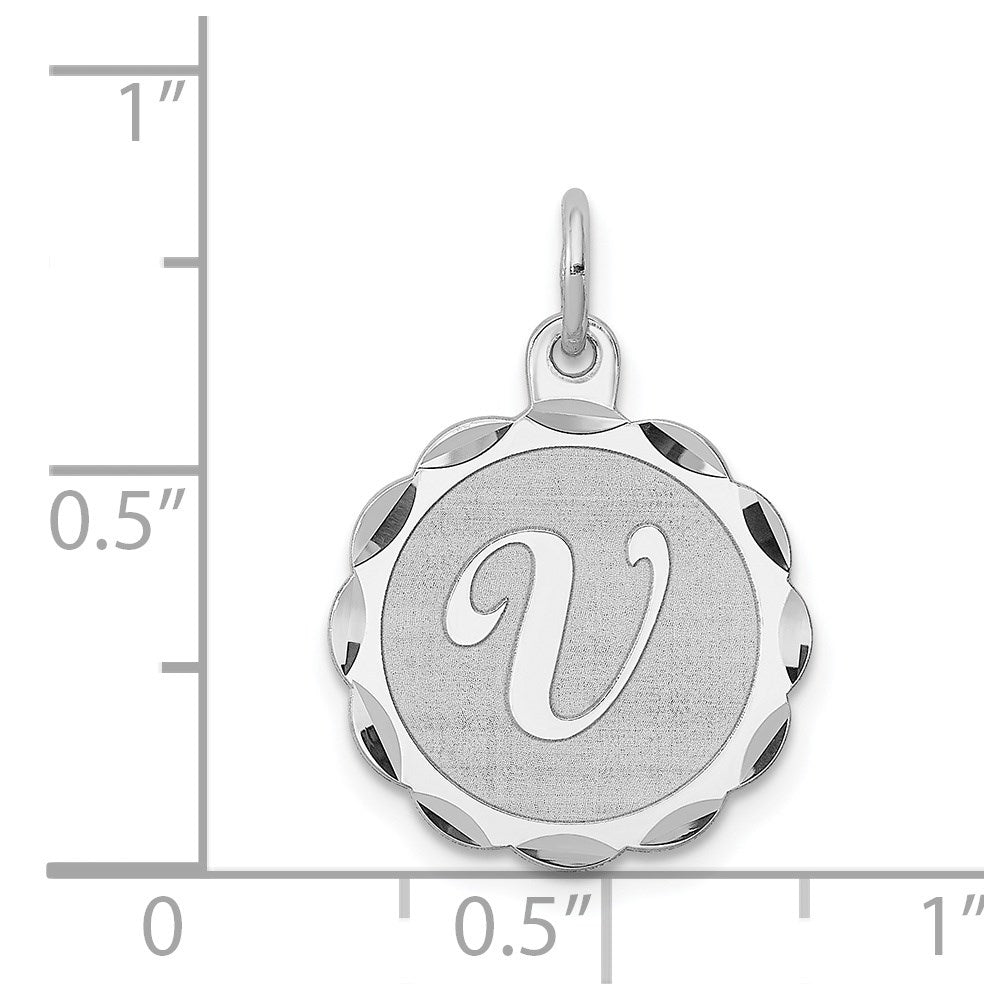 Sterling Silver Rhodium-plated Brocaded Letter Y Initial Charm