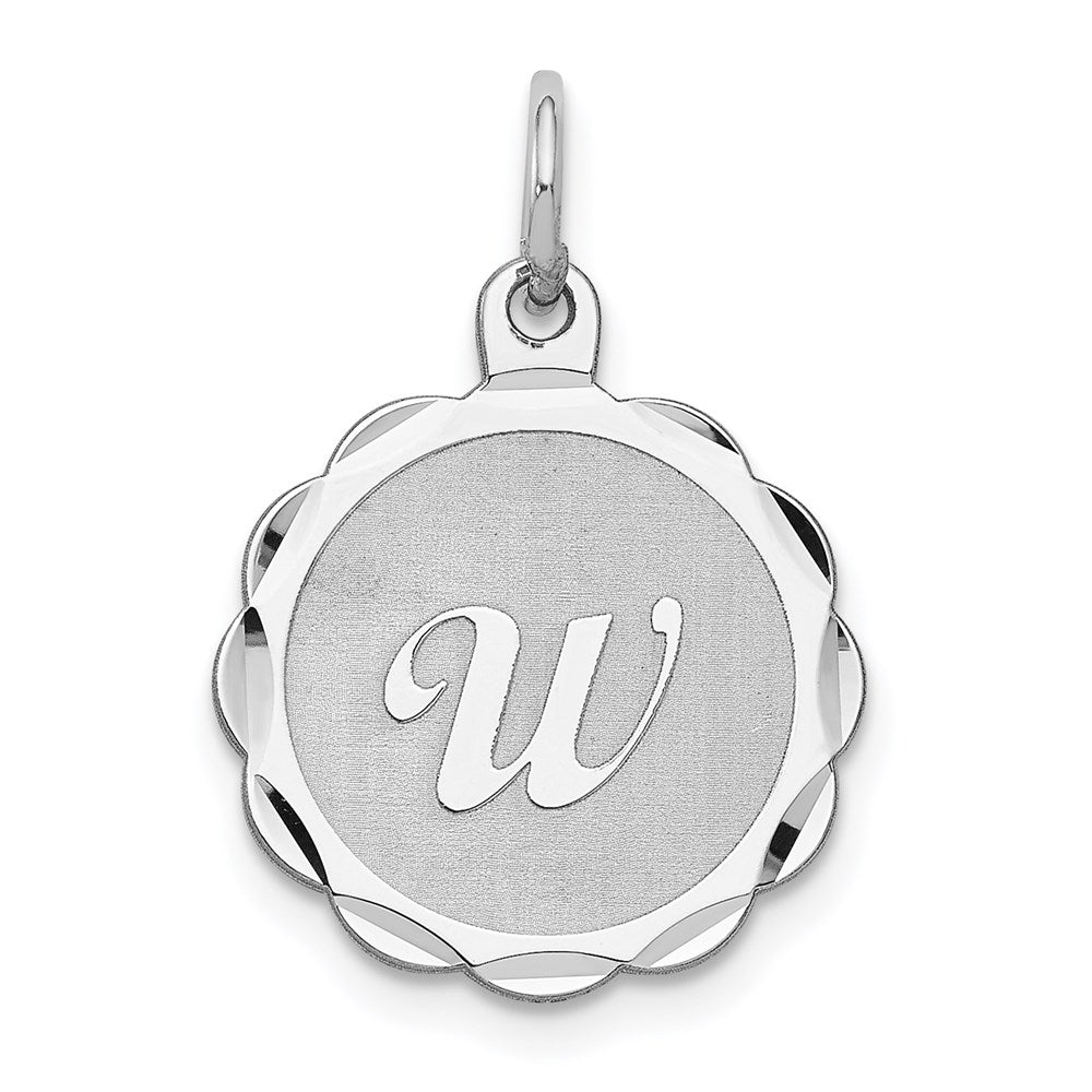 Sterling Silver Goldplated Brocaded Letter W Initial Pendant