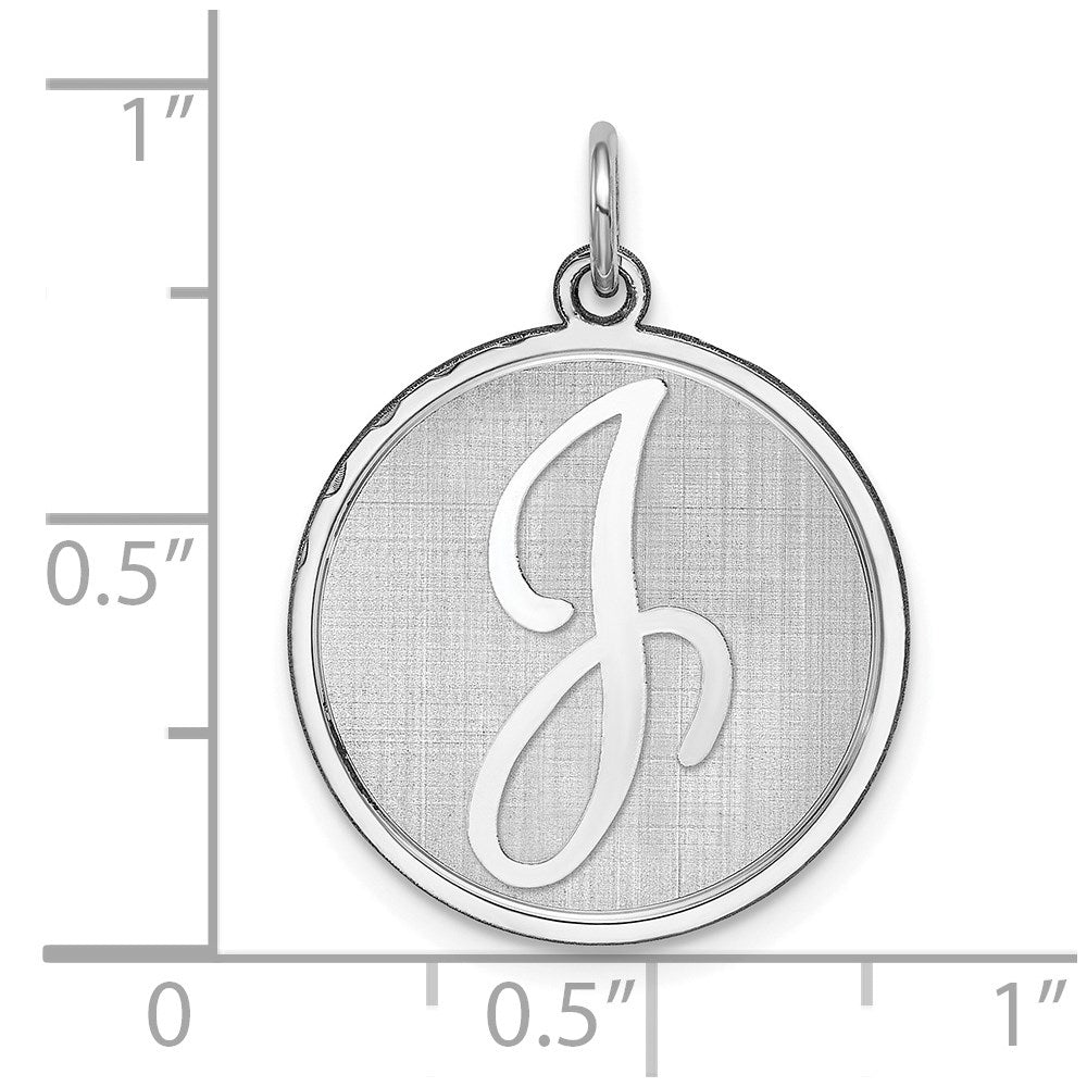 Sterling Silver Rhodium-plated Brocaded Letter J Initial Charm