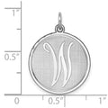 Sterling Silver Rhodium-plated Brocaded Letter W Initial Charm