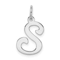 Sterling Silver Rhodium-plated Stamped Letter S Initial Charm