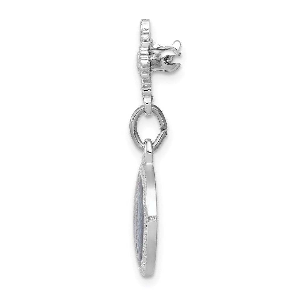 Sterling Silver Platinum-plated Enameled Miraculous Medal Pin