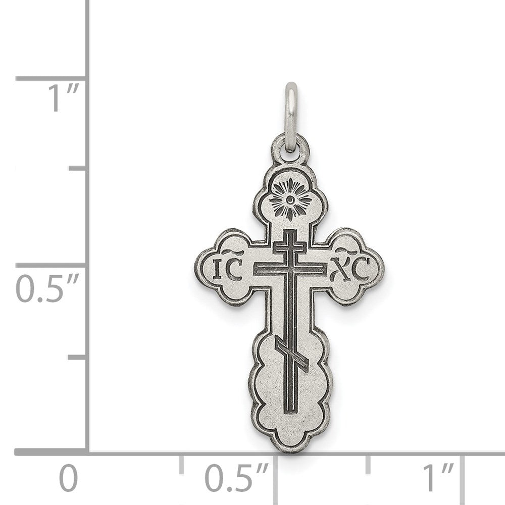Sterling Silver Antiqued Eastern Orthodox Cross Charm