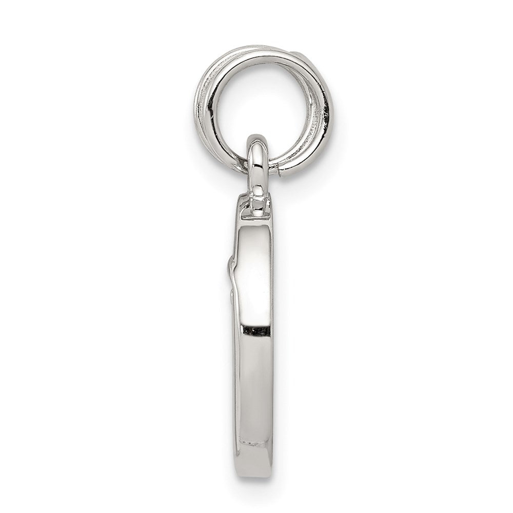 Sterling Silver Rhodium-plated Enameled and CZ Moon and Star Charm