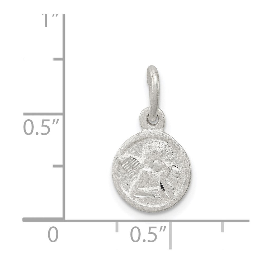 Sterling Silver D/C Cherub Disk Charm