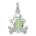 Sterling Silver Green Cats Eye Frog Charm