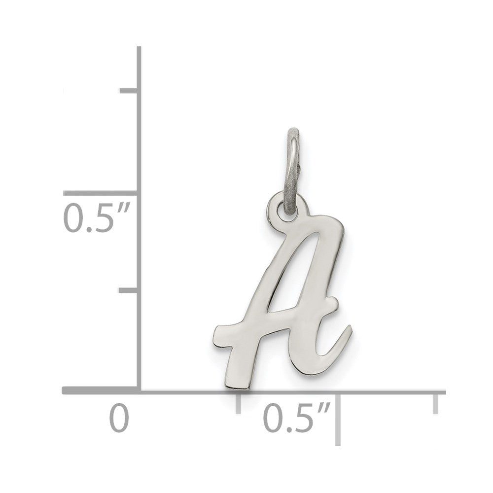 Sterling Silver Rhodium-plated Script Letter A Initial Charm