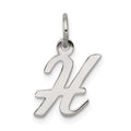 Sterling Silver Rhodium-plated Script Letter H Initial Charm