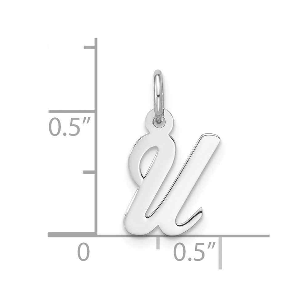 Sterling Silver Rhodium-plated Script Letter U Initial Charm