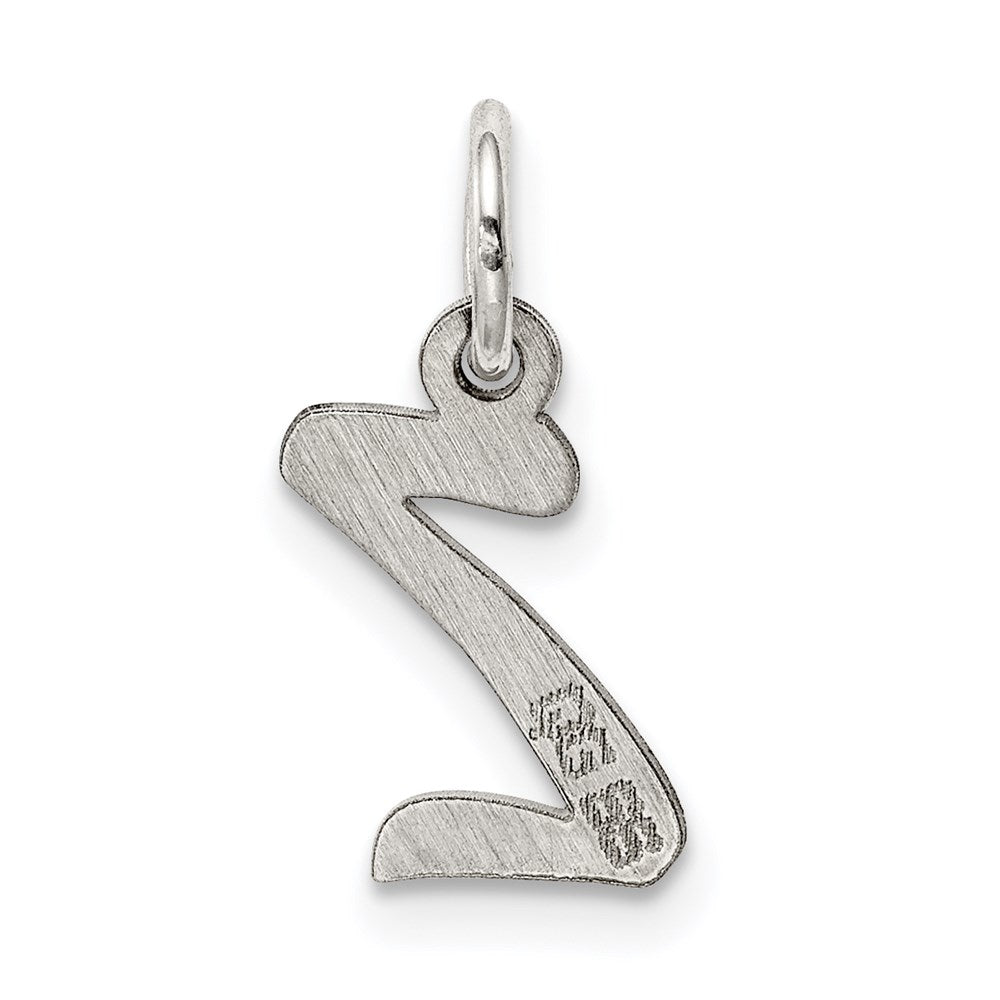 Sterling Silver Rhodium-plated Script Letter Z Initial Charm
