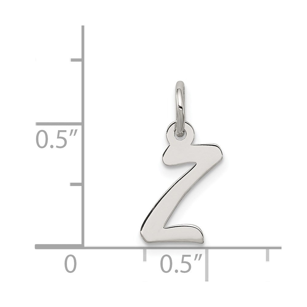 Sterling Silver Rhodium-plated Script Letter Z Initial Charm