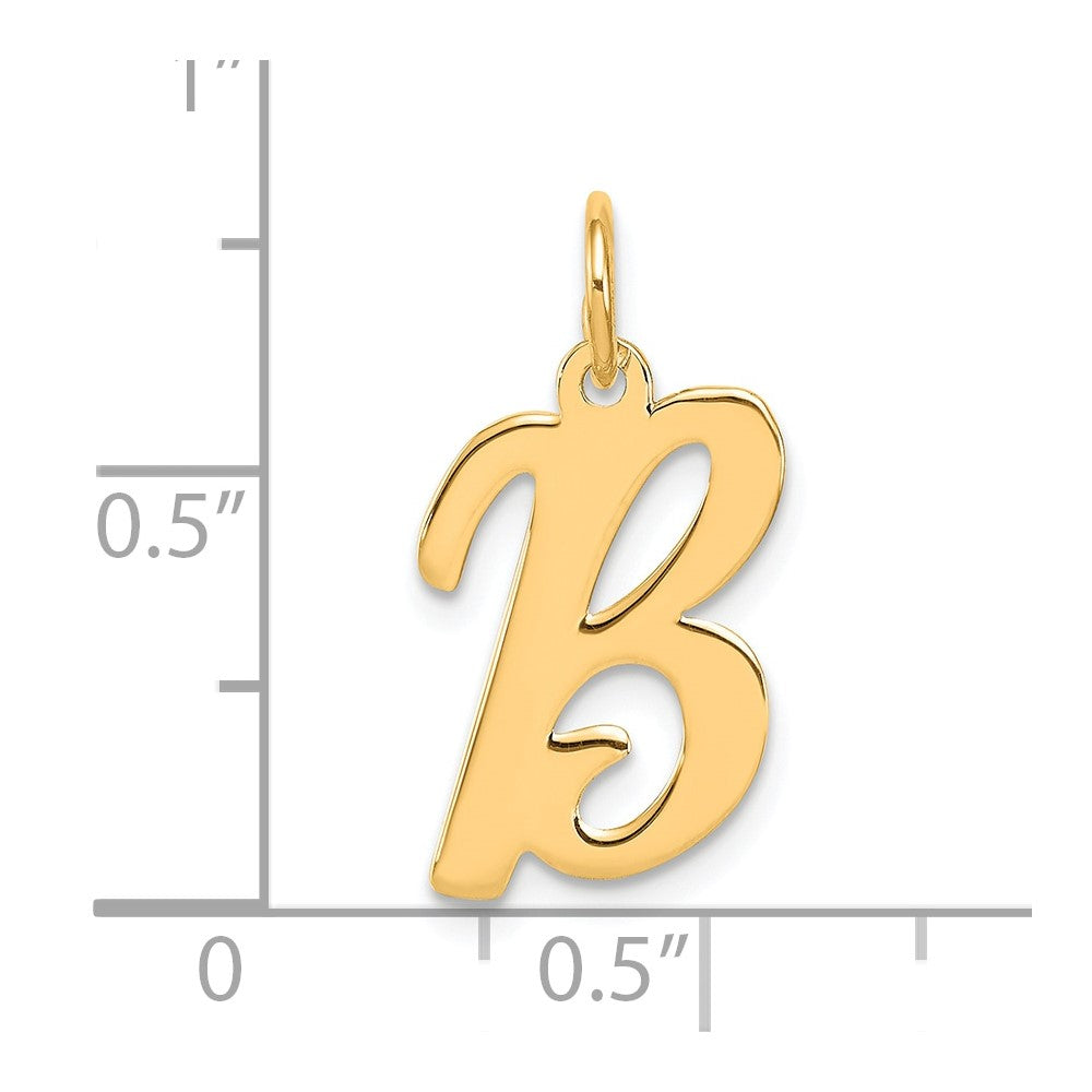 Sterling Silver Gold-plated Script Letter B Initial Charm
