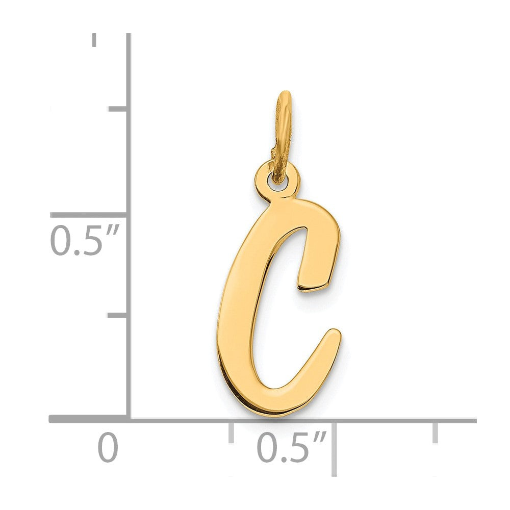 Sterling Silver Gold-plated Script Letter C Initial Charm