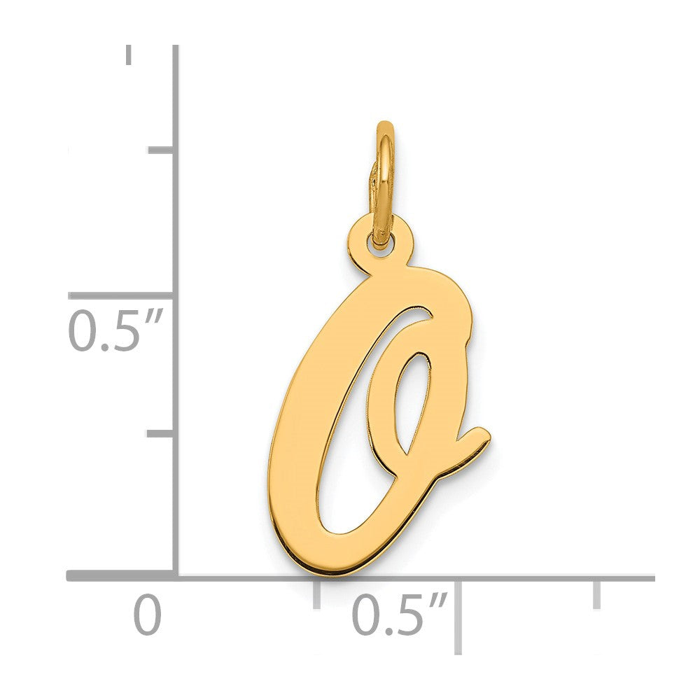Sterling Silver Gold-plated Script Letter O Initial Charm