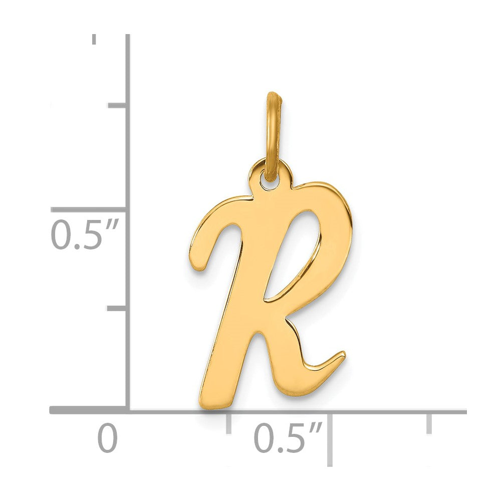 Sterling Silver Gold-plated Script Letter R Initial Charm
